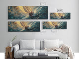 The Sailboat and the Storm Framed Canvas Print - Sailboat Painting - Nautical Decor - Hurricane Painting - Nautical Sailboat Landscape Painting