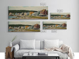 Panoramic Painting Print of Maine, Maine Wall Art, Beautiful Panoramic Seacape Painting, Nautical Landscape Painting