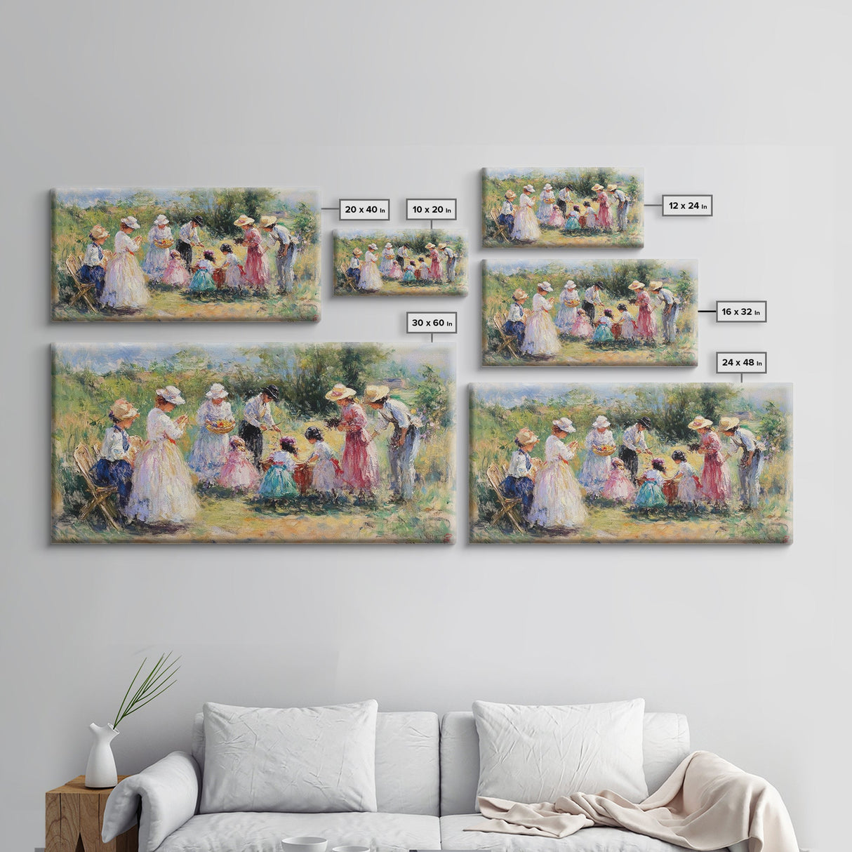 Victorian Summer - Framed Canvas Print - Victorian Style Oil Painting Of a Summer Party