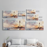 Abstract Oil Painting Print of a Light House, Framed Canvas Print, Nautical Themed Home Decor, Seascapes Painting