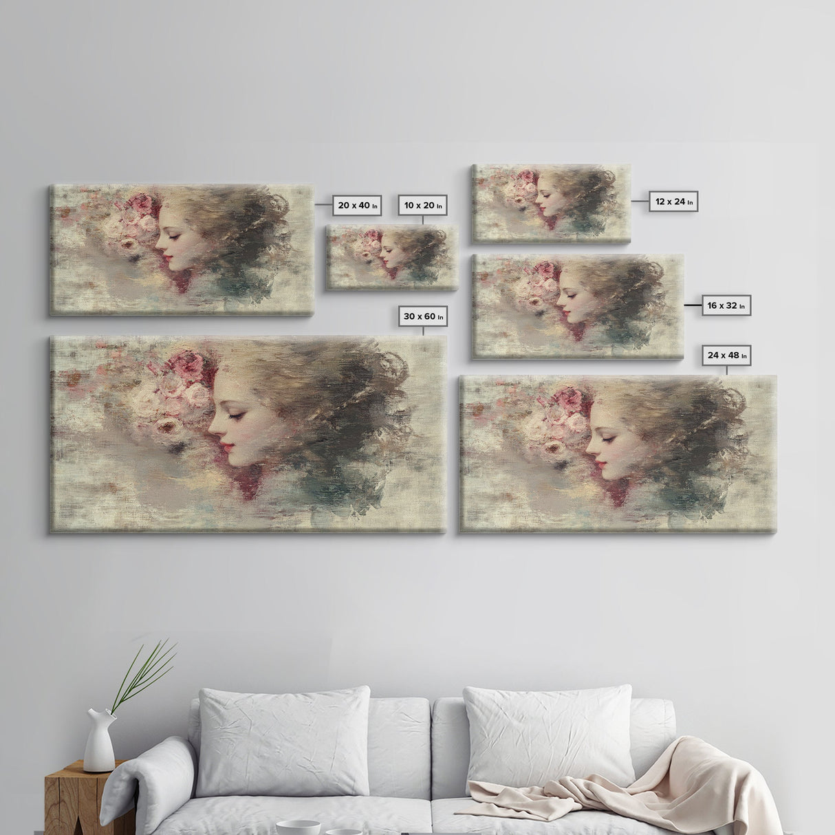 Portrait of a Victorian Woman, Framed Canvas Print, Victorian Style Oil Painting Print, Boho Home Decor, Living Room Wall Art