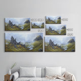 Irish Castle Ruins Painting Canvas Print, Ireland Landscape Painting Print, Ireland Wall Art, Man Cave or Office Home Decor, Above Sofa Art