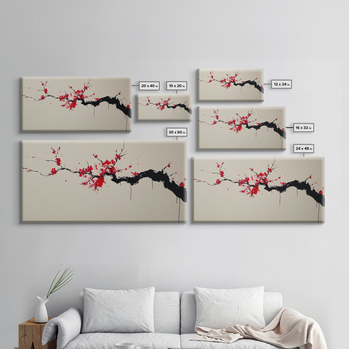 Retro Abstract Wall Art, Framed Canvas Print, Dead Branch Painting on a Black Background, Charcoal Sketch, Charcoal Painting Wall Art