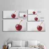 Cherry Wall Art Canvas Print, Cherry Photography Style Art, Cherry Photo Art, Kitchen Art, Kitchen Painting, Modern Art For Kitchen