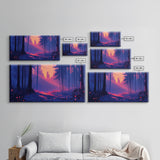 Retro Landscape Painting Wall Art Framed Canvas Print, Landscape Watercolor Art, Living Room Art, Above Sofa Wall Art, Bedroom Decor