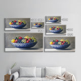 Still Life Oil Painting Print of Fruit in a Bowl, Framed Canvas Print, Victorian Oil Painting Still Life, Kitchen Wall Art, Kitchen Decor