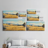Retro Western Landscape Painting Print, Boho Southern Decor, Fall Decor, Above mantle Art, Centerpiece Art, Landscape Oil Painting