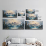 Foggy Mountain Forest Landscape Painting Print, Landscape On Canvas Ready Too Hang - Large Panoramic Canvas Wall Art Prints Landscape Art