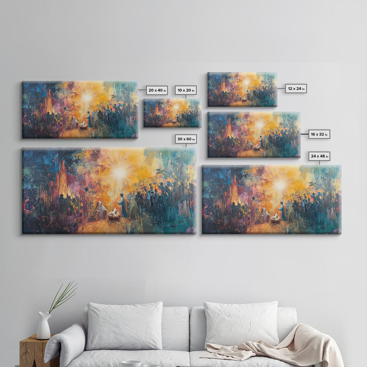 Nativity Painting Canvas Print | Christmas Wall Art | Christian Art | Christian Painting | Nativity Drawing | Nativity Oil Painting | Living Room Art