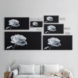 Large White Rose Painting Canvas Print, Flower Painting, Floral Decor, Moody Centerpiece Painting, Above Mantle Wall Art, Above Sofa Wall Art