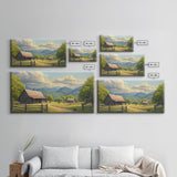 Barn Landscape Oil Painting Canvas Print, Rustic Farmhouse Home Decor, Modern Farm House Wall Art, Barn Wall Art, Barn Decor