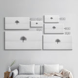 Footprints In the Snow Lead To a Lone Dead Tree - Framed Canvas Print - Ready To Hang Art - Moody Wall Art - Black and White Photography Print