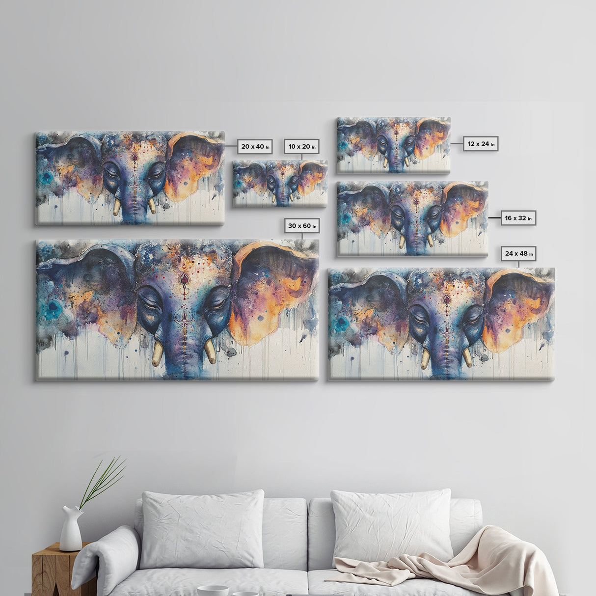 Ganesh Wall Art - Framed Canvas Print - Indian Wall Art - Ready To Hang - Hindu Wall Art - Hindu Painting - Ganesh Painting