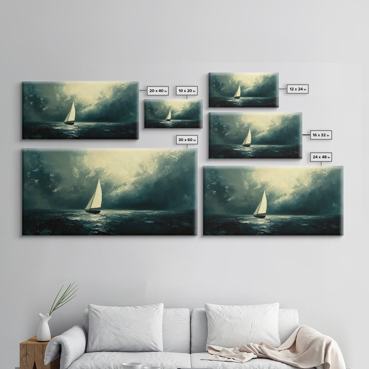 Sailing Through The Storm - Framed Canvas Print - Nautical Home Decor - Sailboat Painting - Sailing Painting - Nautical Seascapes Art