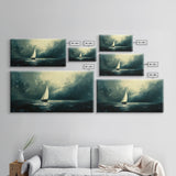 Sailing Through The Storm - Framed Canvas Print - Nautical Home Decor - Sailboat Painting - Sailing Painting - Nautical Seascapes Art
