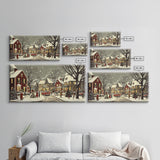 1950s Christmas Village Oil Painting on Canvas Print, Christmas home Decor, Christmas Painting, Christmas Wall Art