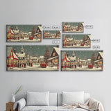 Funky Christmas Village Wall Art Oil Painting Print, Christmas home Decor, Christmas Art, Ready To Hang Painting, Christmas Painting