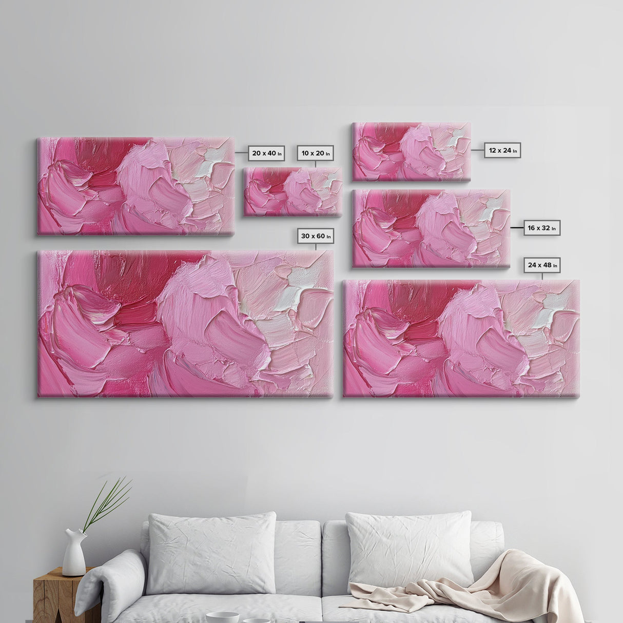 Pink Brush Strokes Framed Canvas Print - Modern Wall Are - Preppy Home Decor - She Shed Wall Art