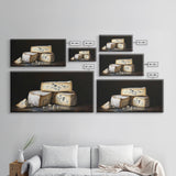 Still Life of Bleu Cheese - Frame Canvas Print - Kitsch Home Decor - Eclectic Kitchen Wall Art - Funny Kitchen Art - Cheese Painting - Cheese Art