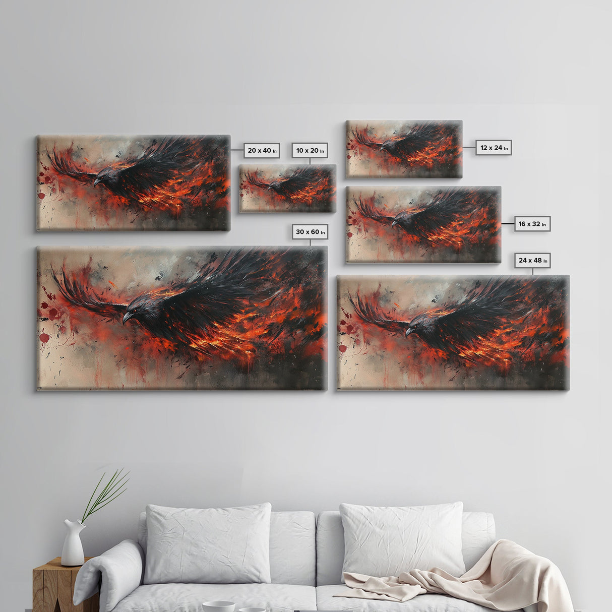 Vibrant Phoenix Wall Art Print, Framed Canvas, Phoenix Poster, Mythical Print, Phoenix Art Print, Fantasy Wall Art, Wall Art Print