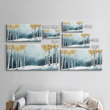 Birch Tree Forest in Winter Framed Canvas Print Ready To Hang Wall Decor, Winter Art, Winter Decor, Birch Painting, Aspen Trees Forest Art