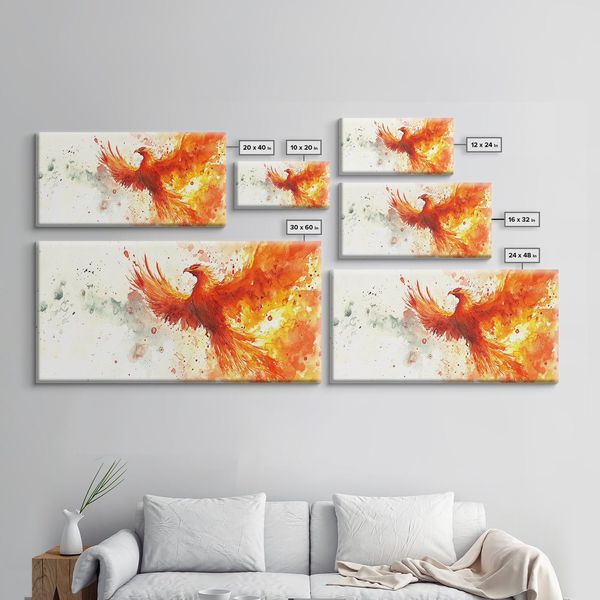 The Phoenix - Watercolor Painting Canvas Print - Phoenix Wall Art