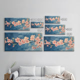 Cherry Blossoms Wall Art Canvas Print  - Pink Cherry Blossom Canvas Oil Painting - Wabi Sabi Wall Art - Purple Tree Nature Decor