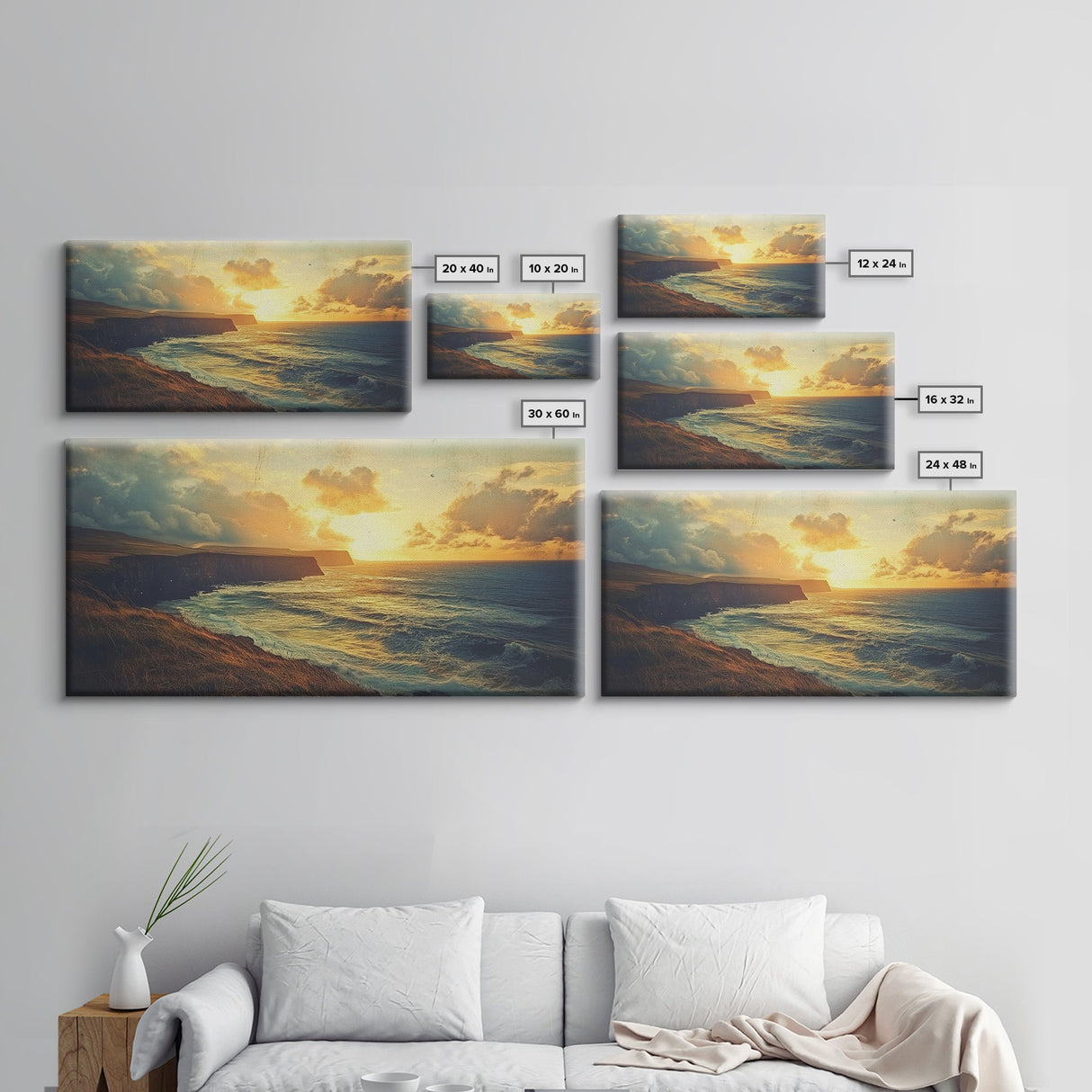 Cliffs of Moher Framed Canvas Print, Ireland Painting, Ireland Decor, Ireland Wall Art, Living Room Home Decor