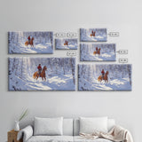 The Winter Cowboy Framed Canvas Print - Cowboy Rides His Horse Through The Snow - Cabin Decor - Outdoorsman Gift Idea - Cowboy Gift