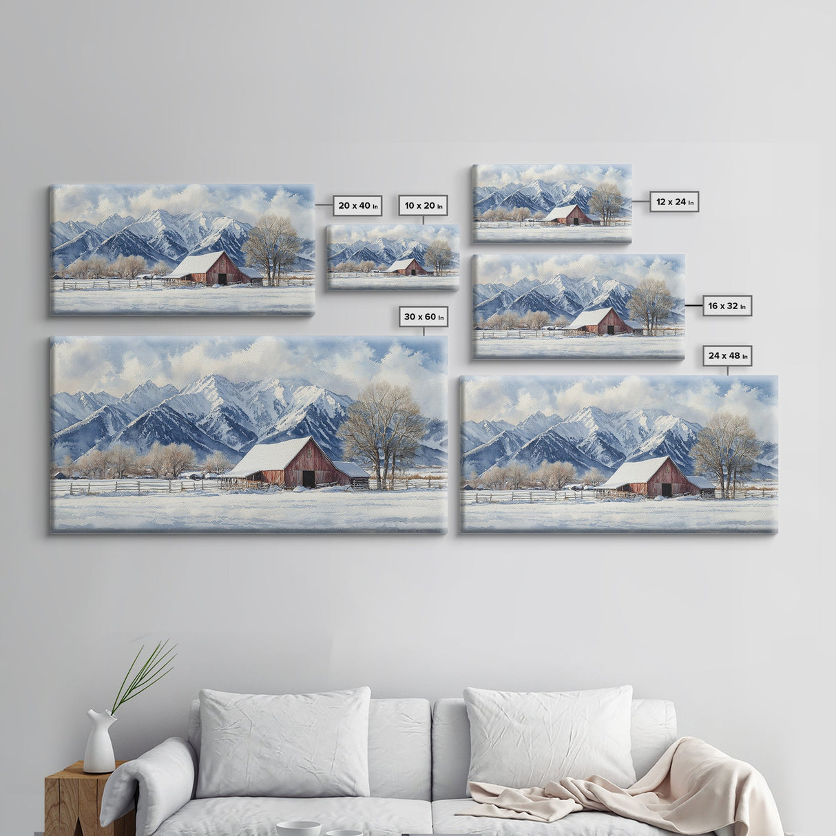 Winter Cabin Oil Painting Print - Rustic Farmhouse Decor - Modern Farmhouse - Cabin Decor - Rural America Oil Painting Print