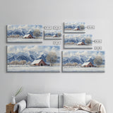 Winter Cabin Oil Painting Print - Rustic Farmhouse Decor - Modern Farmhouse - Cabin Decor - Rural America Oil Painting Print