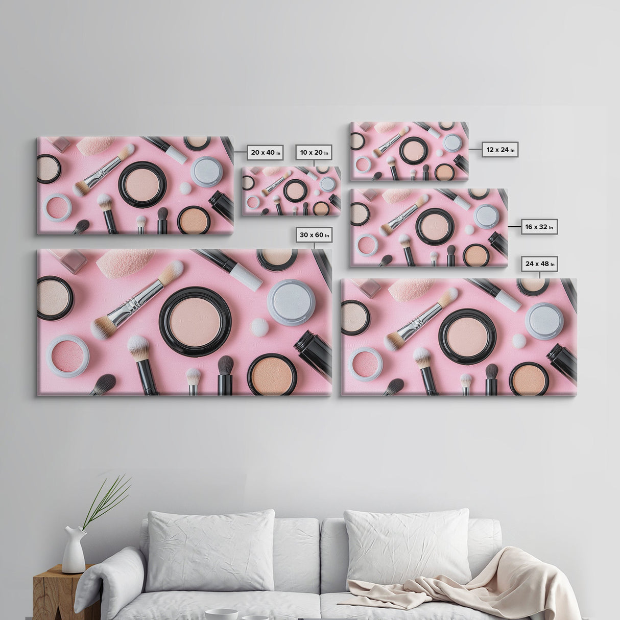 Retro Preppy Makeup Canvas Print, Makeup Art, Makeup Painting, Dorm Room Wall Art