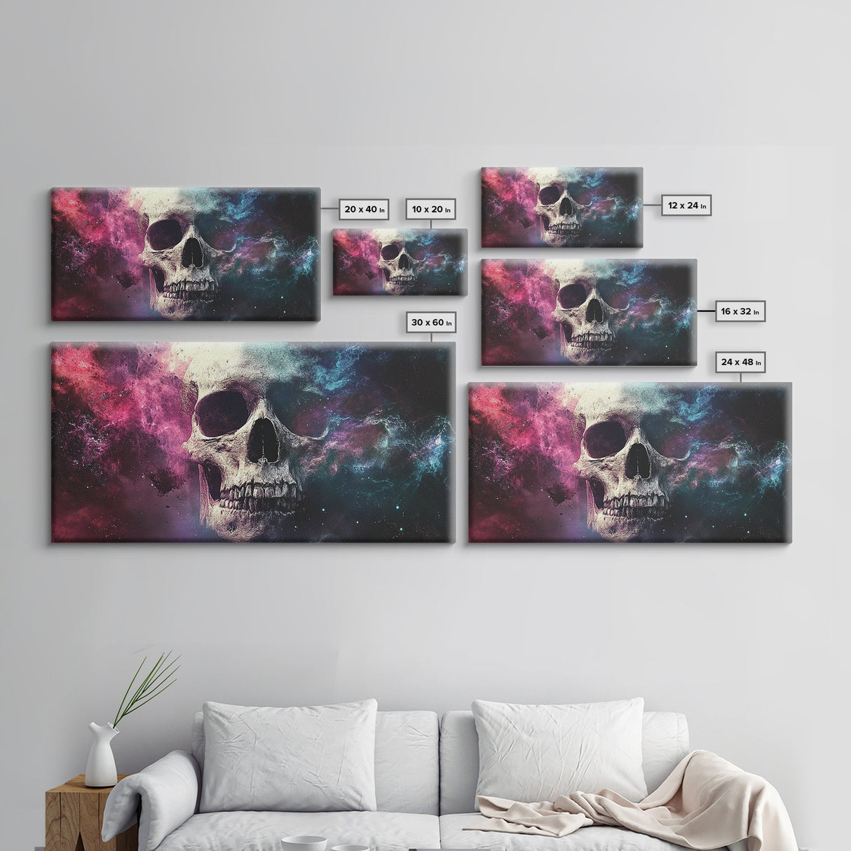 Cosmic Skull Wall Art, Cosmic Horror, Framed Canvas Print, Surreal Wall Decor, Ready To Hang Wall Art, Skull Painting, Skull Art