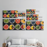 Fruit Basket Painting Canvas Print, Modern Fswmrhouse Kitchen Wall Art, Vintage Fruit Art For Dining Room Framed and Ready To Hang