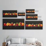 Funky Fruit Painting Print, Framed Canvas Art, Fruit Painting Rustic Large Farmhouse Kitchen Wall Art Vintage Fruit Wall Art For Kitchen
