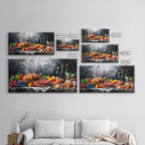 A Christmas Feast Canvas Print, Kitchen Wall Art, Thanksgiving Decor, Thanksgiving Turkey Painting, Food Painting, Diving Room Art