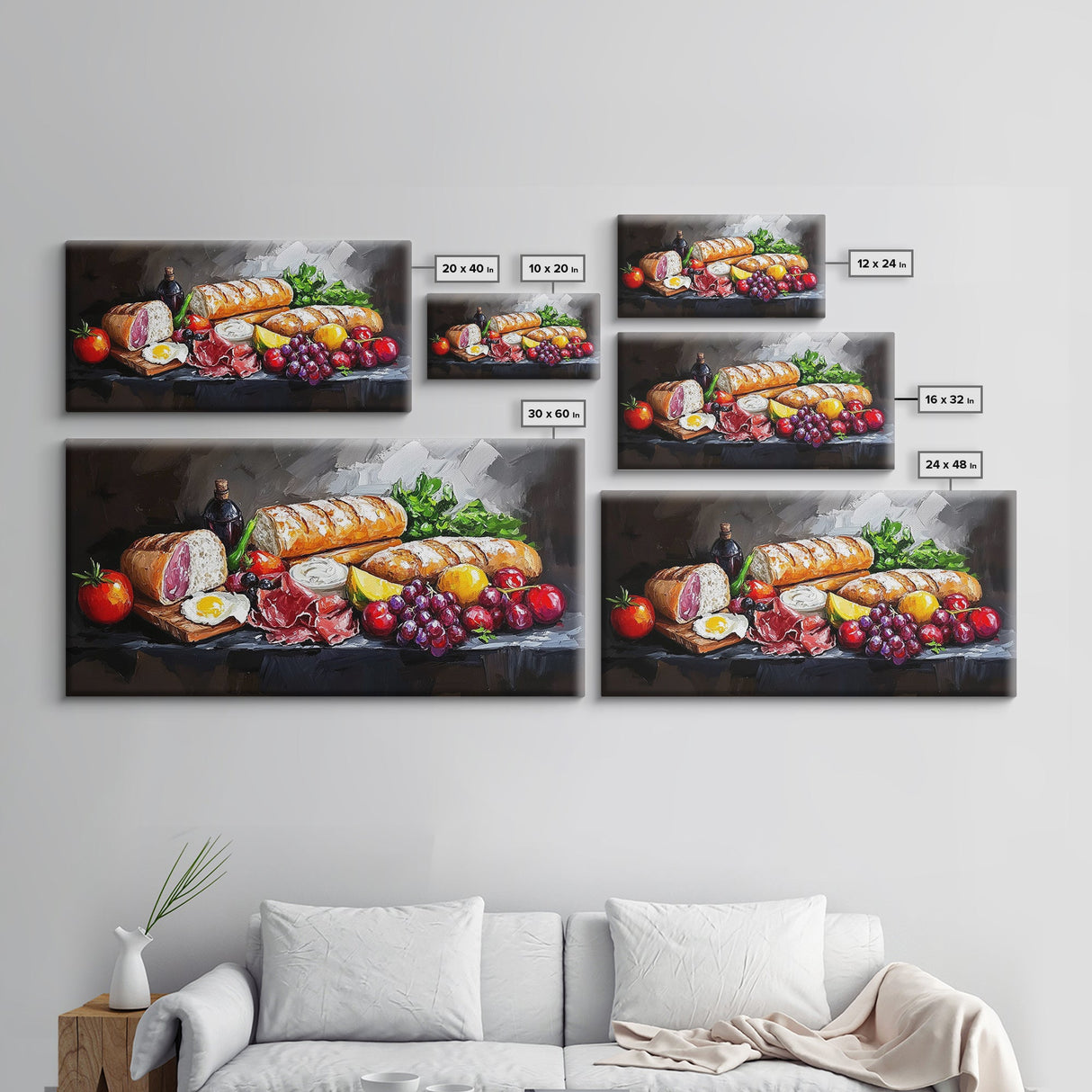 Kitchen Wall Art, Painting of a Charcuterie Board, Kitchen Decor, Modern Art, Food Still Life, Food Oil Painting, Kitchen Painting