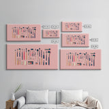 Makeup Brushes Framed Canvas Print - Makeup Wall Art - Preppy Dorm Room Decor