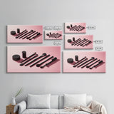 Makeup Brushes Framed Canvas Print - Makeup Wall Art - Preppy Dorm Room Decor - Makeup Painting