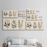 Boho Botanical Sketch Print, Botanical Wall Art, Framed Canvas Print, Minimalist Pencil Sketch Wall Art, Minimalist Home Decor, Living Room Art