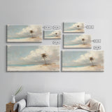Lone Palm Tree on a Desert Island, Beach Painting Canvas Print, Nautical Landscape Painting, Beach Wall Art, Travel Gift, Vacation Gift