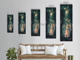 Forest at Dusk Painting Framed Canvas Print Long Narrow Wall Art, Rustic Decor Above Couch Art, Tall Skinny Art Gift Idea Christmas