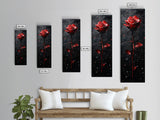 Red Rose Painting Framed Canvas Print, Gothic Art Dark Romance Painting, Tall Skinny Art Bedroom Decor, Moody Art Christmas