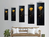 Golden Rose Painting Framed Canvas Print Elegant Art Nouveau Flower Decor, Rose Painting, Yellow Flower Canvas, Living Room Botanical Prints