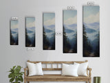Misty Mountain Fog Framed Canvas Print Peaceful Nature Landscape Painting, Smoky Mountain Art, Above Bed Wall Art, Blue and Green Wall Art, Guest Room Art