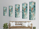 Wabi Sabi Koi Fish Framed Canvas Print, Koi Fish Painting, Elegant Art, Tall Art, Narrow Art, Accent Piece, Japanese Style Art