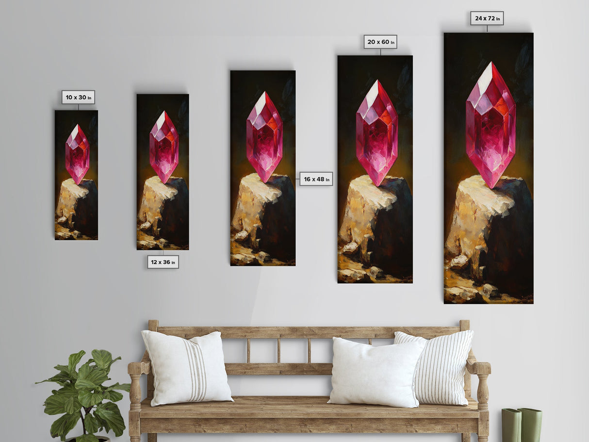 Radiant Red Gemstone Framed Canvas Print Gemstone Painting Moody Art Original Artwork Above Bed Wall Art Gift Idea