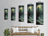 Nautical Landscape Painting Canvas Print, The Light House, Lighthouse Painting, Seascape Painting, Accent Piece, Tall Narrow Art, Skinny Art