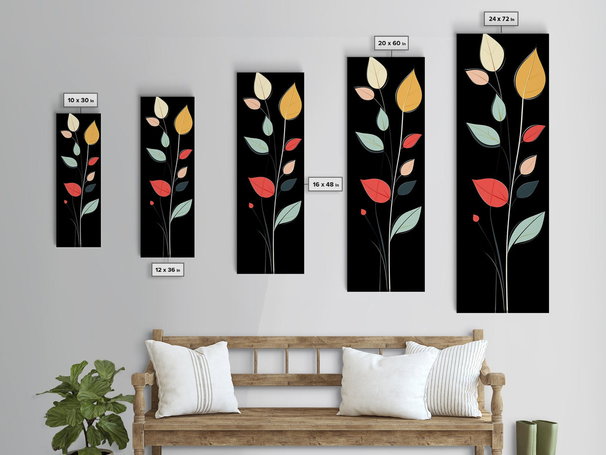 Mid-Century Modern Floral Pattern Framed Canvas Print, Flower Painting, Flower Art, MCM Art, Floral Decor, Botanical Wall Art
