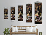 Framed Canvas Print Wine Cheese Fruit Kitchen Painting Rustic Wall Art Farmhouse Decor Food Review Kitchen Art